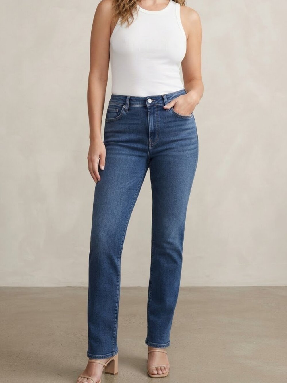Good American Women's Size 10/30 Good Legs Straight Medium Wash Jeans
